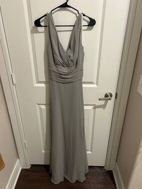high-neck chiffon bridesmaid dress with cascade Sheath 2026 Bridesmaid Dress Champagne Sleeveless Halter Long Chiffon